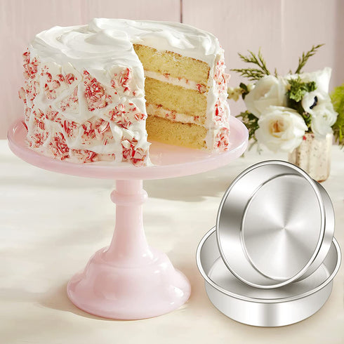 6 Inch Cake Pan Set of 2, Deedro Round Cake Baking Pans Stainless Steel Cake Pans for Wedding Birthday Layer Cake, One-piece Molding, Healthy & Durable, Mirror Finish & Dishwasher Safe
