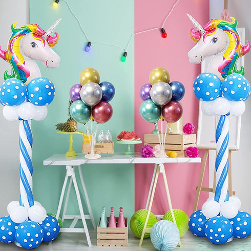 2 Set Balloon Column Kit and 2 Set DIY Table Stand Kit, 63 inch Height 30Pcs Balloon Rings, 100 Glue Dot, 2 Tying Tool, 2 Flower Clip, 1 Balloon Pump for Party Wedding Birthday Festival Decorations