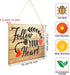 Jetec 2 Pieces Wood Hanging Sign Follow Your Heart Love Each Moment Wall Hanging Wooden Decoration Sign Love Plaque for Valentine's Day Wedding Living Room Dining Room Bedroom, 10 x 7 inch