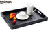 mdaKitchen Serving Tray with Handles and Non-Slip Mat, Wood Large Black Rustic Butler Rectangle Tray for Breakfast in Bed, Ottoman Food Coffee Tea Table Tray for Eating 17" x 13" x 2" (Red)
