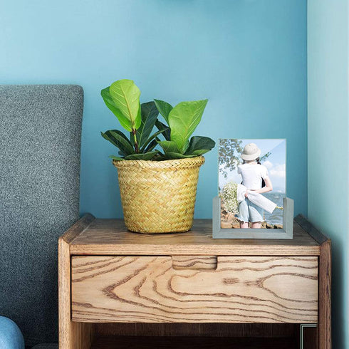 HORLIMER 5x7 Picture Frames Set of 2, Rustic Photo Frame with Wooden Base and Tempered Glass for Tabletop