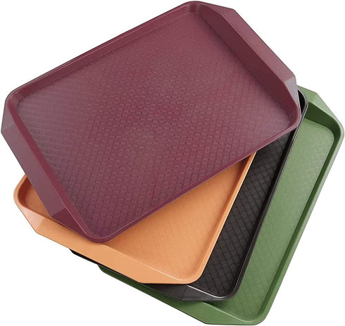 Qskely Plastic Fast Food Trays for Eating, 17" x 11.8", Set of 4