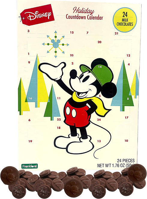 Disney Mickey Mouse and Friends Christmas Advent Countdown Calendar with 24 Milk Chocolate Pieces, 1.76 oz