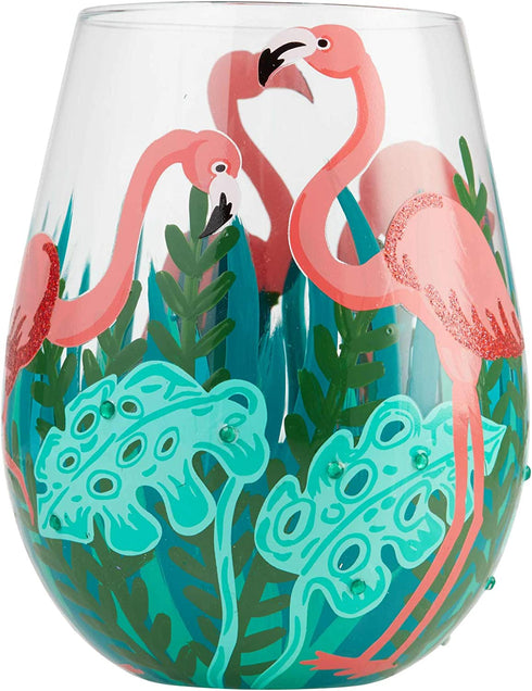 Enesco Lolita Wine Glass Fancy Flamingo