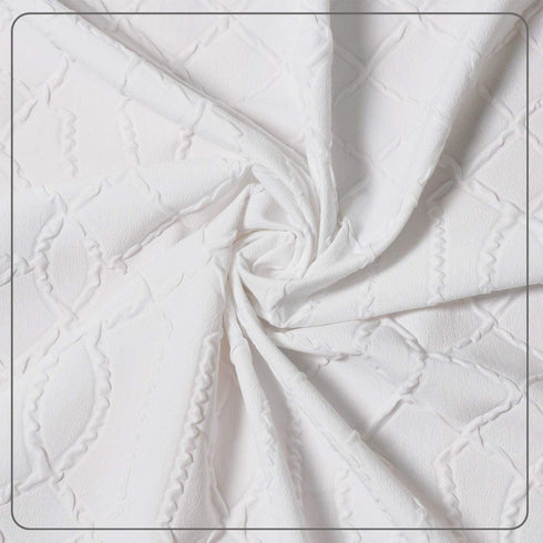 OWENIE White Shower Curtain for Bathroom, 3D Embossed Geometric Polyester Fabric, Innovative Design, 72 x 72 Inch