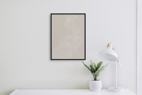 Abstract Wall Art Line Art Wall Decor - by Haus and Hues | Minimalist Wall Art Modern Wall Decor Modern Wall Art Minimalist Art Scandinavian Decor Abstract Smoke with Tan Background UNFRAMED 12x16