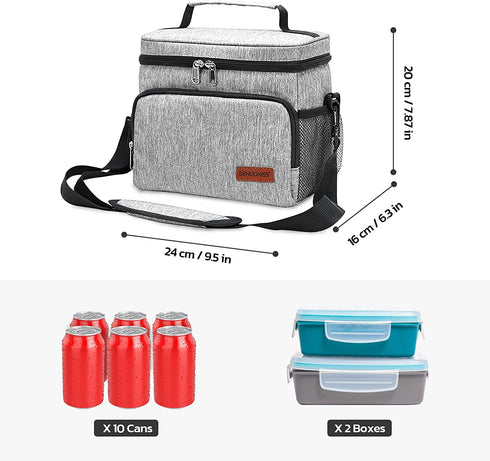 RealCool Lunch Box for Men/Women,Reusable Lunch Bag for Men,Insulated Lunch Box, Collapsible Leakproof Soft Sided Cooler, Portable Tote For School,Office,Outdoor Activities (7L-Gray)