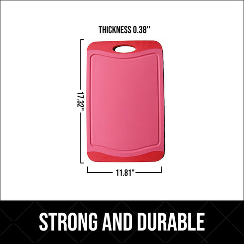 Raj Plastic Cutting Board Reversible Cutting board, Dishwasher Safe, Chopping Boards, Juice Groove, Large Handle, Non-Slip, BPA Free (Extra Large (17.4" x 11.81"), Crimson Red)