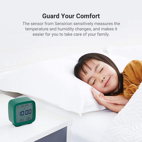 Qingping Smart Bluetooth Digital Alarm Clock with Multiple Alarms, Battery Operated Small Alarm Clock with Temperature and Humidity Display for Bedroom, Easy Settings Through app