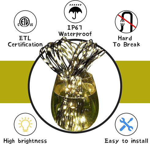 Christmas Tree Lights String Lights for Outside Waterproof 76foot 200Led Christmas Lights Outdoor Indoor Warm White 8Modes Twinkle Fairy Light Plug in