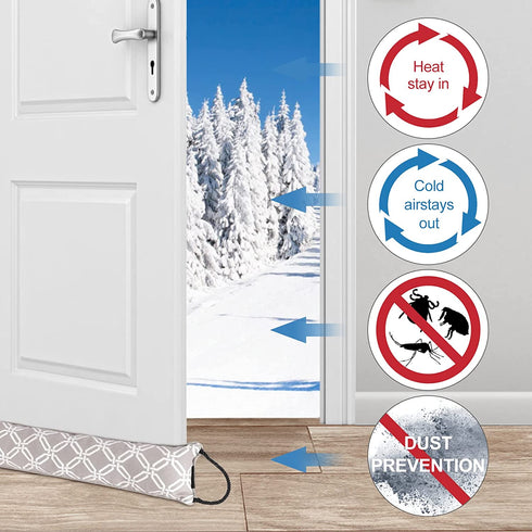 LONGTM Under Door Draft Stopper 36inch, Under Door Noise Blocker Door Snake Draft Stopper Weighted Saving Energy Under Door (Grey and White 36in x 3in, 2LBS)