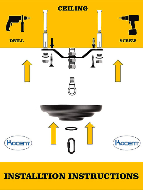 Kocent Heavy Duty Canopy Kit and 6 feet Pendant Light Fixture Chain for Chandelier or Swag Light Fixtures, Maximum Fixture Weight of 50 Pounds ,5 Inches Diameter, Vintage Black (Black1)