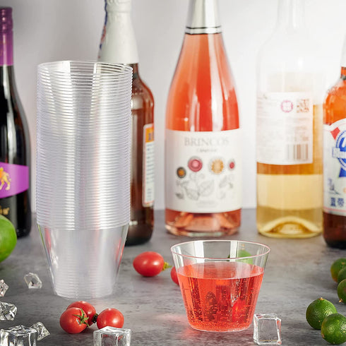 KUAYIXIA 9 OZ Clear Plastic Cups, 100 Pack Disposable Cups Recyclable Plastic Cocktail Glasses Cups, Heavy Duty Hard Plastic Cups for Party, Wedding, Birthday, Christmas