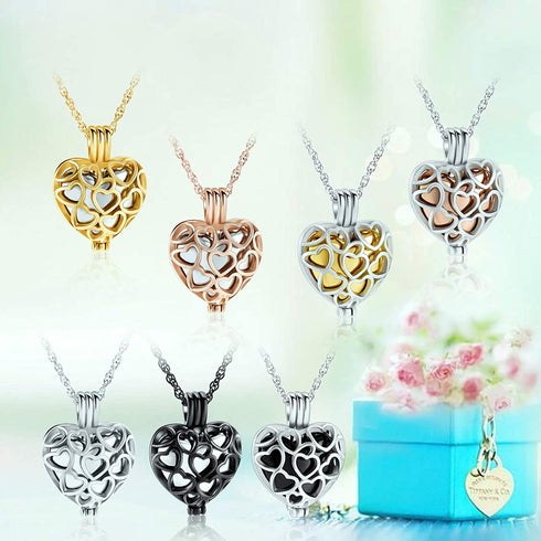 shajwo Cremation Jewelry Heart Urn Necklaces for Ashes for Women Flower Memorial Mini Keepsake Ashes Hollow Pendant