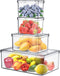 Set of 4 Fridge Storage Bins,Stackable Kitchen Pantry Cabinet, Freezer Food Organizer Box with Lid,Clear Plastic BPA Free Food Container for Kitchen Countertops, Refrigerator