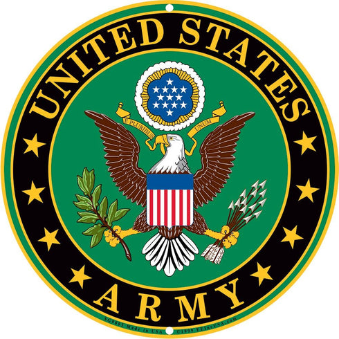 Army Military Logo Aluminum Metal Sign - US Service Branch Home Wall Decor