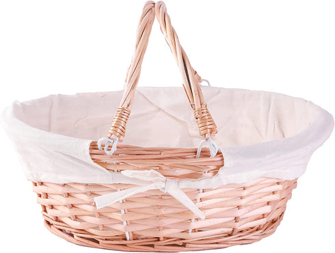 Oval Willow Basket with Double Drop Down Handles