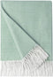 BOURINA Herringbone Two Tone Throw Blanket Faux Cashmere Fringe Soft Lightweight Cozy for Bed Couch Decorative Throws Blanket, Green, 50" x 60"