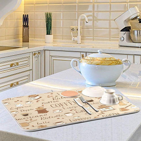 Coffee Maker Placemat Coffee Bar Mat Easy to Clean XL 18 x 24 Coffee Time
