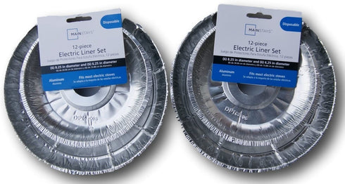 The Basics 24 Piece Electric Stove Disposable Drip Pan Liner Set, Silver