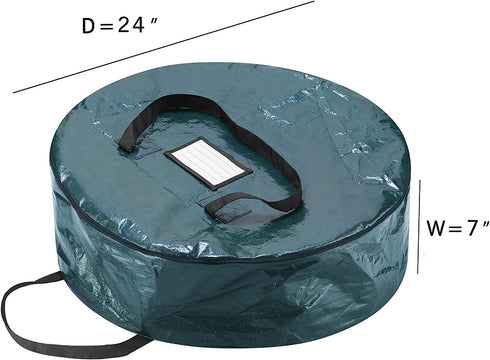 Wreath Storage Bag- 24? Round- Protect Holiday, Easter, Fall & Christmas Artificial Wreaths & Garland- Zippered Tote with Handles by Elf Stor (Green)