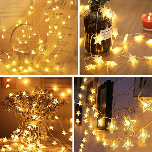 Extra-Long Star String Lights for Ramadan Decorations, 75FT 200 LED Plug in Fairy String Lights, 8 Modes Twinkle Star Lights for Indoor, Outdoor, Wedding Party, Christmas Tree, Garden (Warm White)