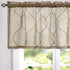 Vangao Kitchen Curtains and Valances Set Kitchen Curtains 3 Piece Set 36 Inch Length Embroidered Moroccan Trellis Pattern Light Diffusing Sheer Kitchen Curtains Valances for Kitchen Bathroom Brown