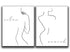 Abstract Minimalist"Relax, Unwind" Wall Decor - Set of 2-8"x10" UNFRAMED Prints - Modern, Minimal, Black And White Line Art - Female Figure Silhouette - Bathroom Wall Decor