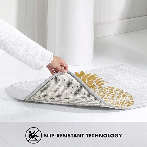 Gold Pineapple Memory Foam Bath Mats, Soft Non Slip Absorbent Bath Rugs for Livingroom & Bathroom Rug Carpet 15.8" x 23.6"