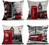 Emvency Set of 4 Linen Throw Pillow Covers 18x18 Inches Home Decorative Cushion Red London Street Bus Telephone Booth Big Ben Pillow Cases Square Pillocases for Bed Sofa
