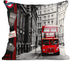 Emvency Set of 4 Linen Throw Pillow Covers 18x18 Inches Home Decorative Cushion Red London Street Bus Telephone Booth Big Ben Pillow Cases Square Pillocases for Bed Sofa