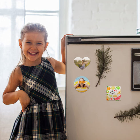 20 Pieces Sublimation Blank Fridge Magnets DIY Decorative Refrigerator Magnets for Kitchen Whiteboard Office Calendar Decorative Popular Home Wall Car Decor, 4 styles