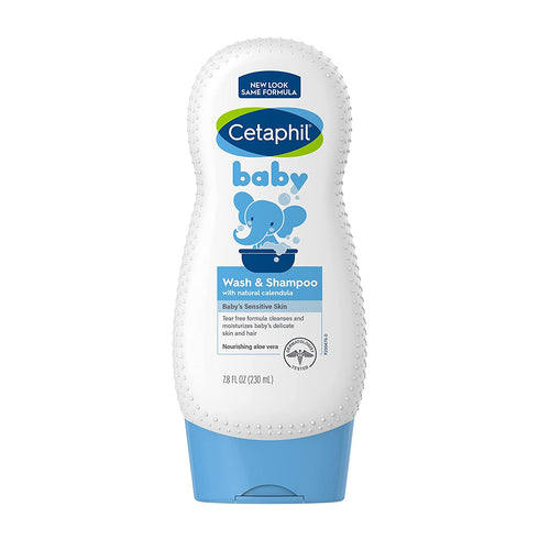 Cetaphil Baby Shampoo and Body Wash with Organic Calendula, Tear Free, Made with Organic Calendula, Hypoallergenic, Ideal for Everyday Use, Soap Free, 7.8 Ounce, Wash & Shampoo