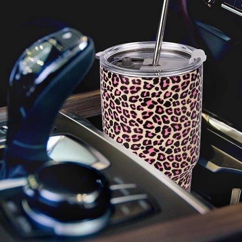 Artlion 30oz Tumbler Pink Leopard Insulated 30 OZ Metal Tumblers Cheetah Cup with Straws and Lid for Cold Hot Drinks