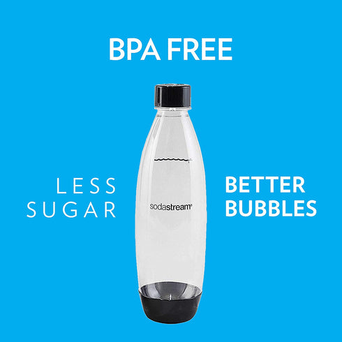 SodaStream Black 1L Slim Carbonating Bottles Twin Pack, Pack of 2