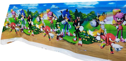 Hedgehog Party for Sonic, 20 Plates + 20 Napkins + Tablecloth, Hedgehog Party Supplies
