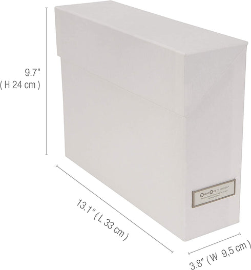 Bigso Lovisa Fiberboard Label Frame 12 File Storage Box, 9.4 x 3.7 x 13 in, White