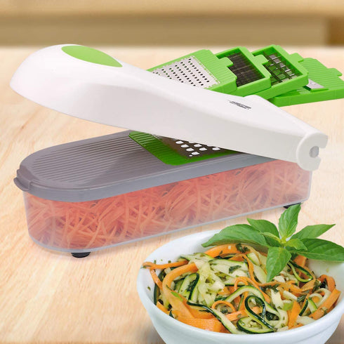 LISA ENJOYMENT Vegetable Chopper Onion Chopper with Container Vegetable Slicer Cutter Grater for Cheese, Chocolate and Ginger Pro Food Chopper with 5 Blades