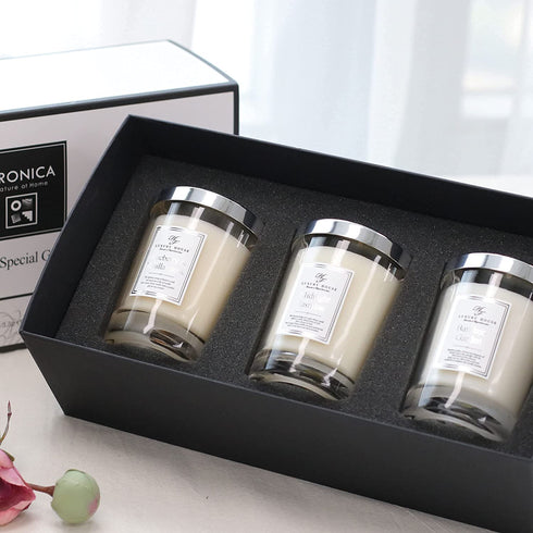 Aronica Scented Candle Gift Set 3 Pack , Soy Wax Candle Set, Aesthetic Gift for Home, Mom,Women, Valentines Day, 3.52oz x 3, Midnight Jasmine, Bamboo Garden, Blueberry Vanilla Scented Candles,
