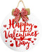 Happy Valentine's Day Hanging Sign, Round Wooden Red Heart Valentines Day Decor Front Door Sign with Ribbon Bow for Valentine's Day Front Door Wall Rustic Farmhouse Porch Decorations, 12 Inch (Red)