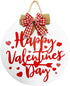 Happy Valentine's Day Hanging Sign, Round Wooden Red Heart Valentines Day Decor Front Door Sign with Ribbon Bow for Valentine's Day Front Door Wall Rustic Farmhouse Porch Decorations, 12 Inch (Red)