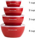 KitchenAid Classic Prep Bowls with Lids, Set of 4, Empire Red
