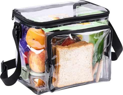 Clear Lunch Bag See Through Lunch Box with Adjustable Strap and Front Storage Compartment Transparent Lunch Bags For Men and Women for Work