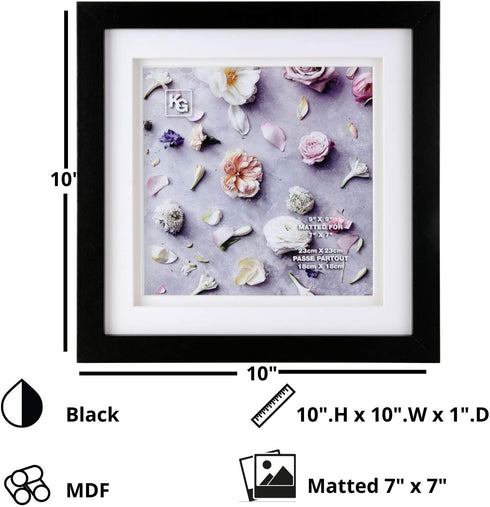 Kiera Grace PH00670-7INT kieragrace KG Morgan Double Mat 9-Inch, Black Picture Frame, 9x9