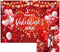Allenjoy 82" x 59" Love Heart Valentine's Day Backdrop for Photography Picture Red Bokeh Balloons Couple Engagement Wedding Bridal Shower Party Supplies Decorations Wall Decor Banner Photo Background