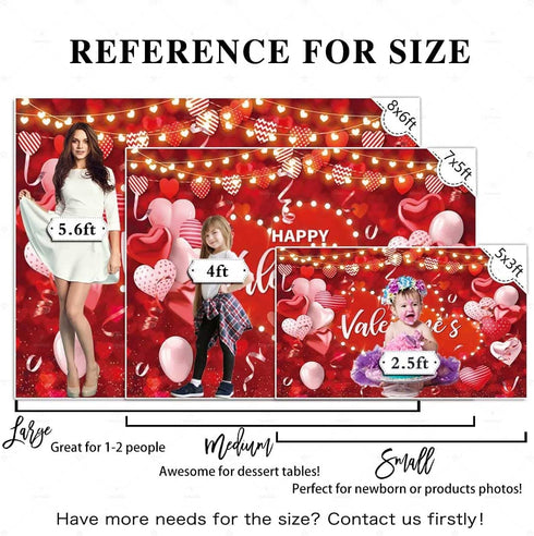 Allenjoy 82" x 59" Love Heart Valentine's Day Backdrop for Photography Picture Red Bokeh Balloons Couple Engagement Wedding Bridal Shower Party Supplies Decorations Wall Decor Banner Photo Background