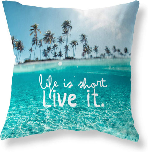 Pack of 4 Decorative Throw Pillow Covers 18x18 Inch Blue Ocean Theme Pillowcases Square Outdoor Cushion Cover Wood Grain Sea Anchor Printing Pillows Covers Home Decor Sofa Car Bedroom Pillow Cover