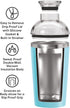 Oggi Groove Insulated Cocktail Shaker-17oz Double Wall Vacuum Insulated Stainless Steel Shaker, Tritan Lid has Built In Strainer, Ideal Cocktail Mixer, Martini Shaker, Margarita Shaker, Turquoise