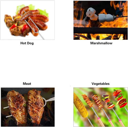 Kelfuoya 14 Pack Marshmallow Roasting Sticks 32Inch Extendable Sticks for Smores Wooden Handle Sticks Hot Dog Forks Marshmallow Skewers for Bonfire