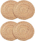 WENFOME 4 Pack Round Woven Placemats - 11.8inch Natural Wicker Placemats, Water Hyacinth Straw Braided Tablemats, Rattan Tablemats Rustic Chargers Weave Placemats for Dining Table